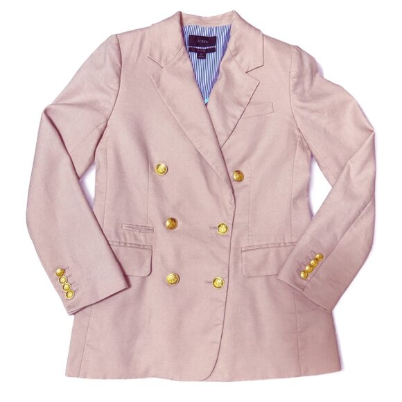 J. Crew Stretch Linen Bristol Blazer Pale Pink Women's Size 0 - Picture 2 of 6